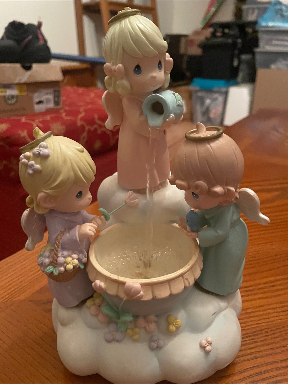 Precious Moments Pastel Angel Fountain Figurine - Pink, Lavender, Mint